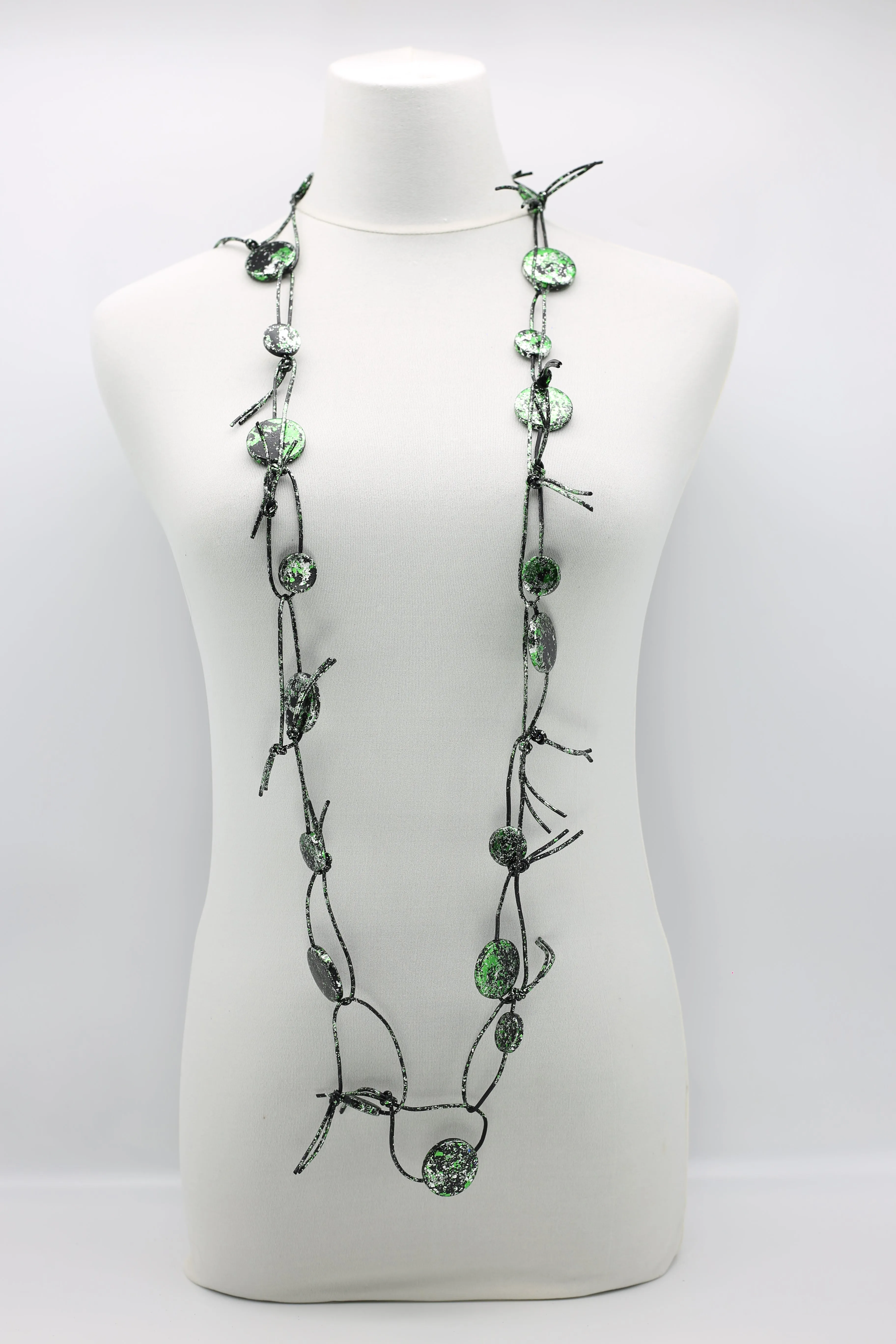 Coins on Leatherette Chain Necklaces - Hand gilded