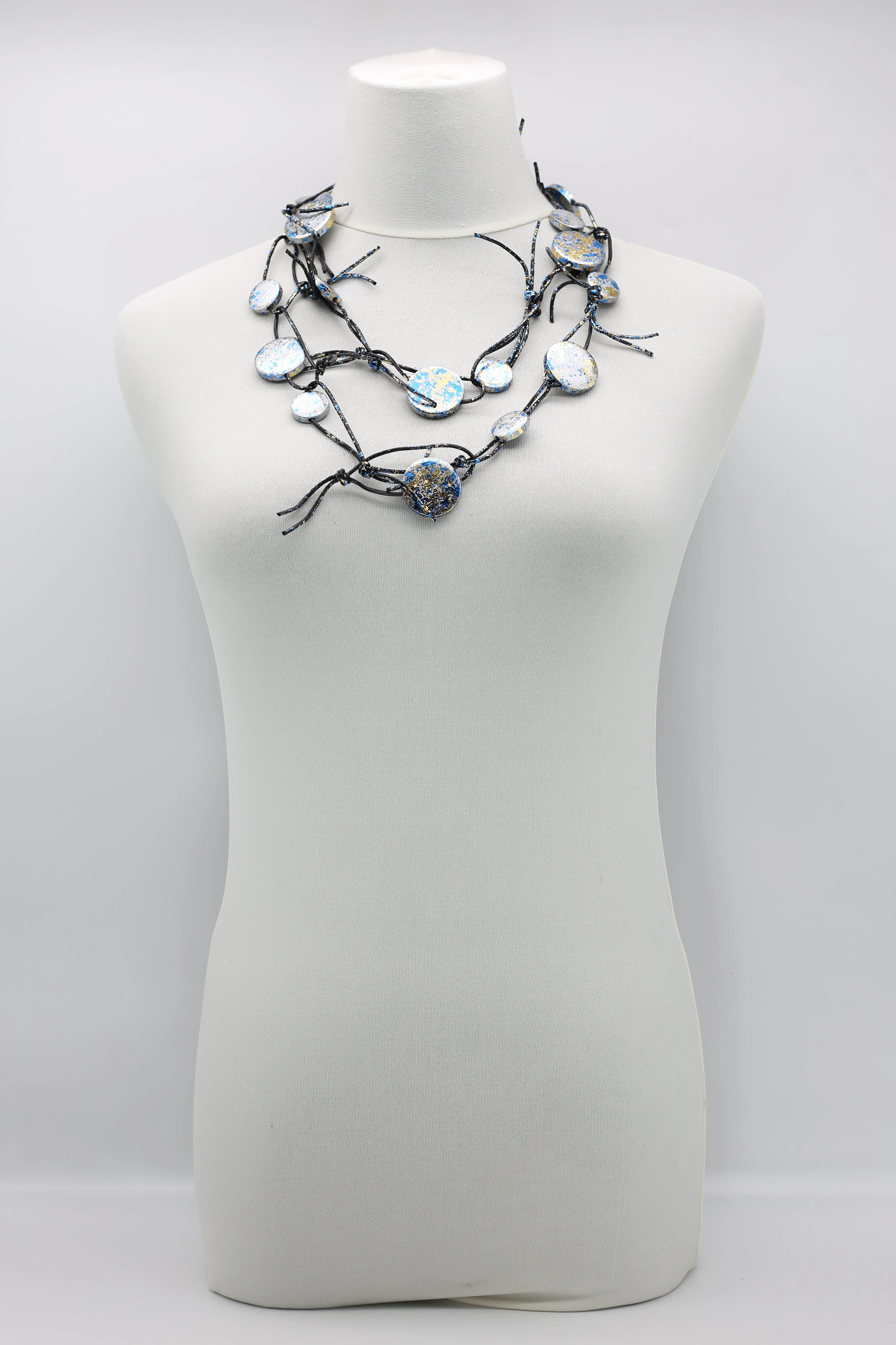 Coins on Leatherette Chain Necklaces - Hand gilded