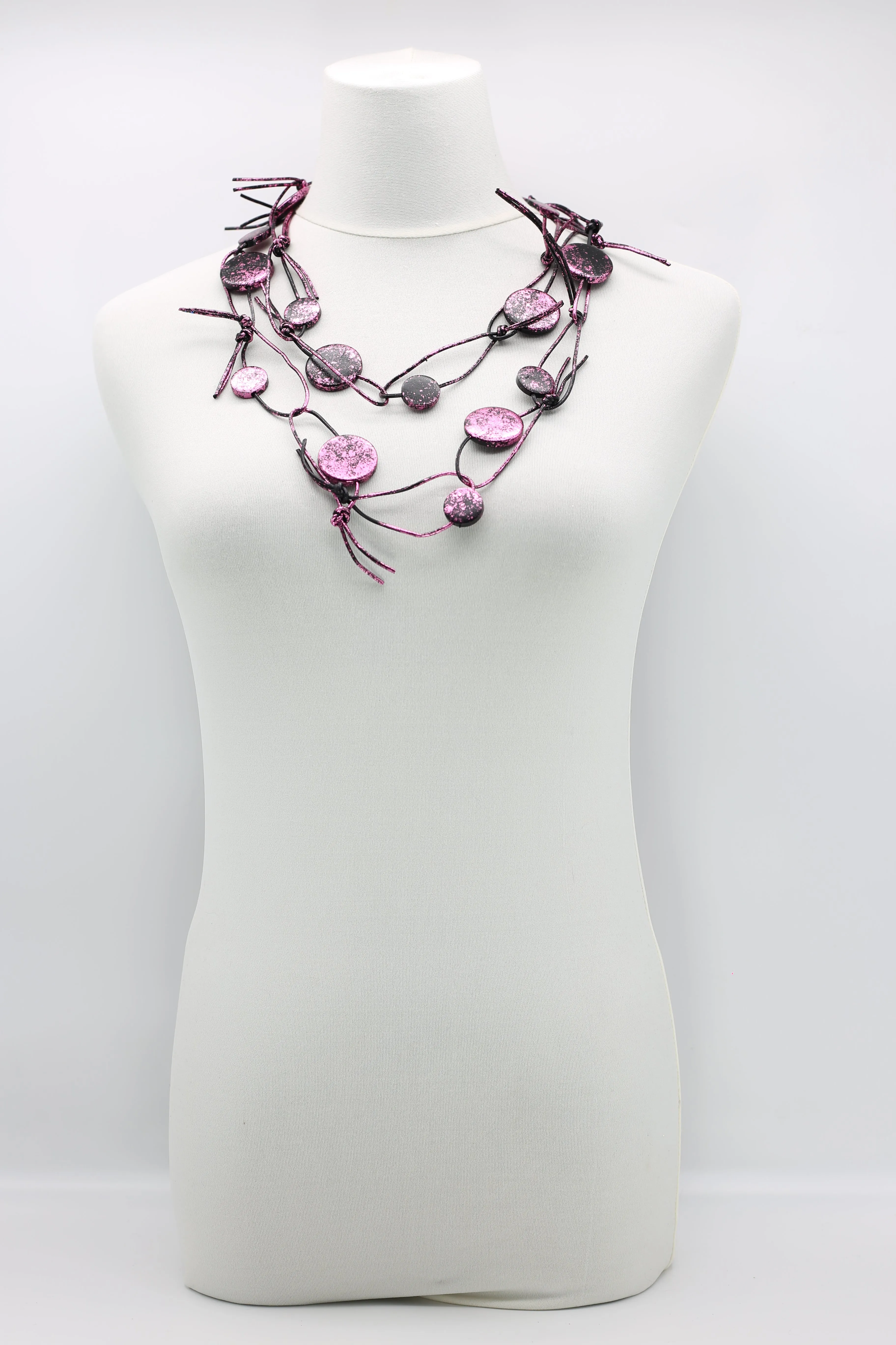 Coins on Leatherette Chain Necklaces - Hand gilded