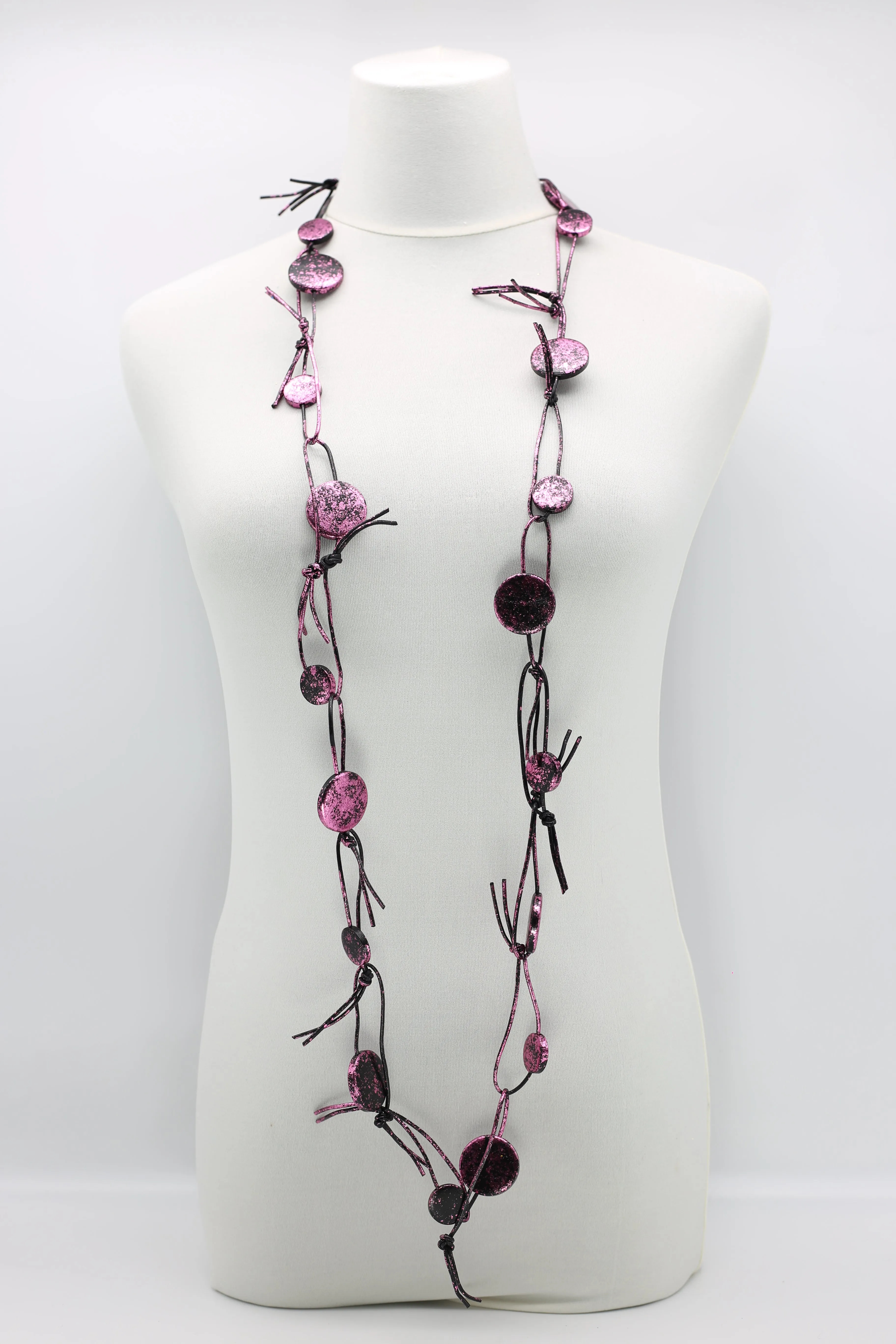 Coins on Leatherette Chain Necklaces - Hand gilded