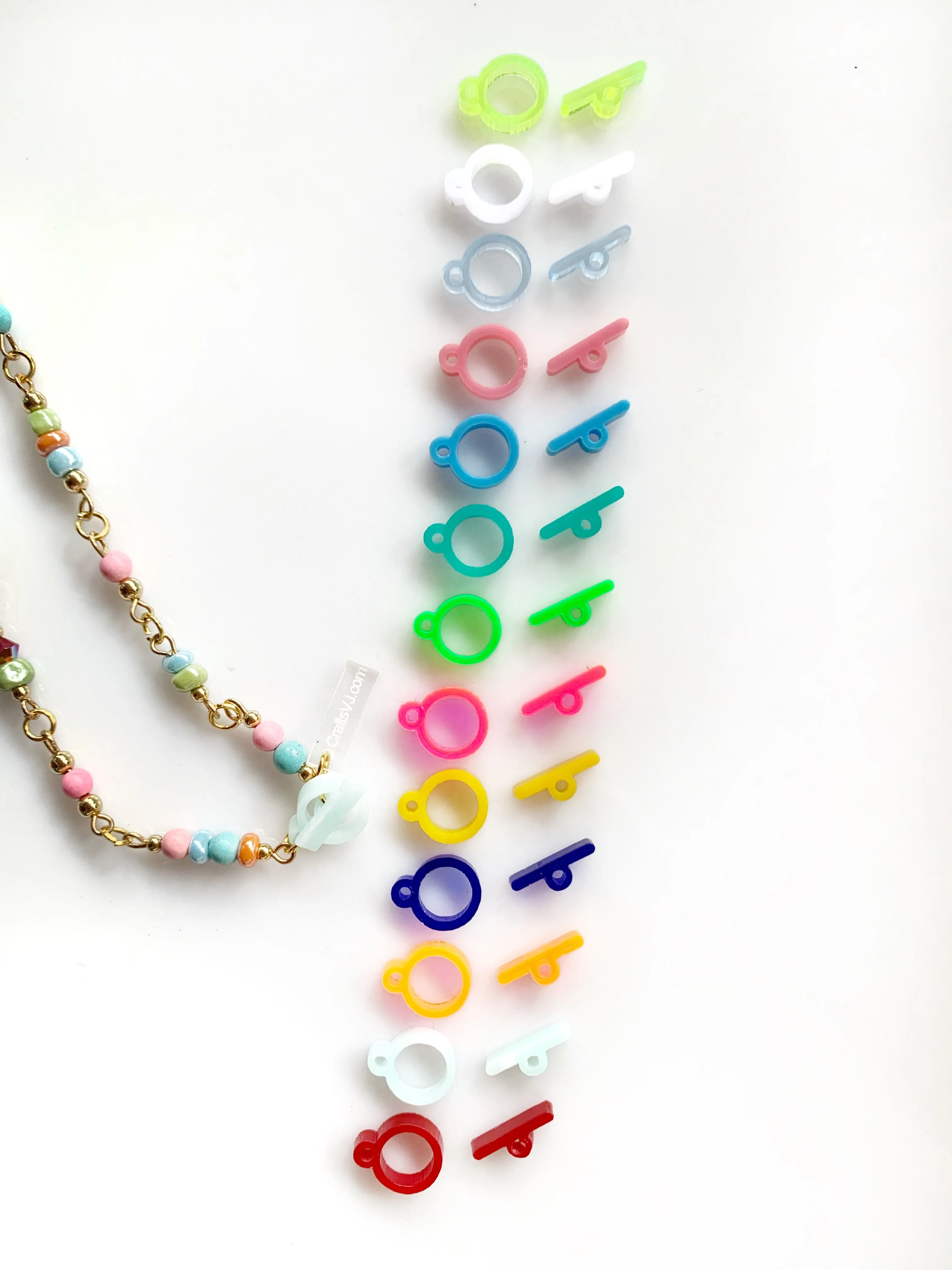 Colorful Jewelry Toggle Clasp - 12 Clasps (12 sticks and 12 rings), 10mm (3/8" - 0.39")