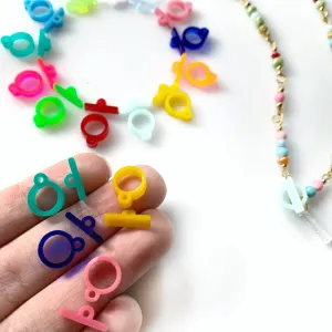 Colorful Jewelry Toggle Clasp - 12 Clasps (12 sticks and 12 rings), 10mm (3/8" - 0.39")