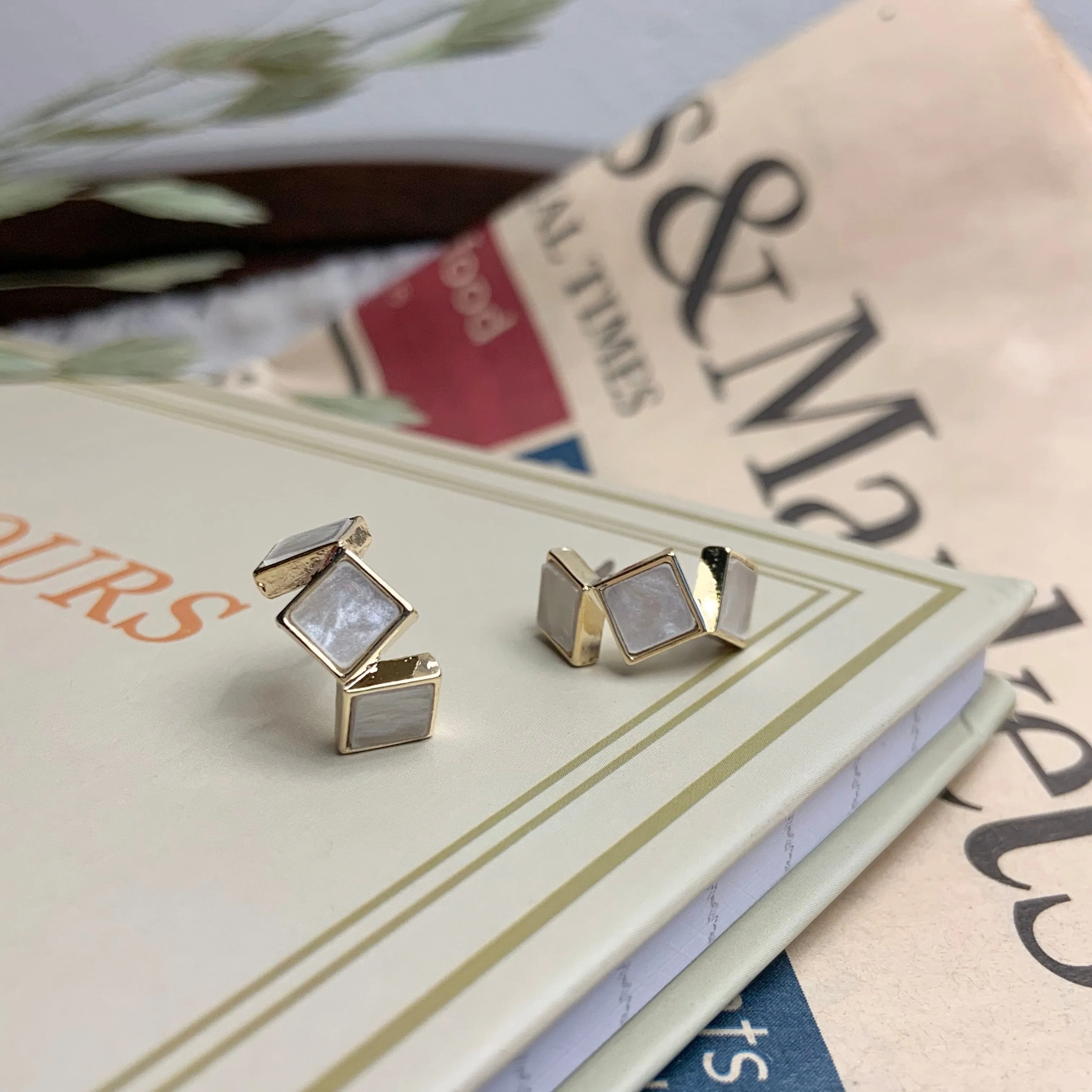 Colorful Mother Of Pearl Small Hoop Earrings