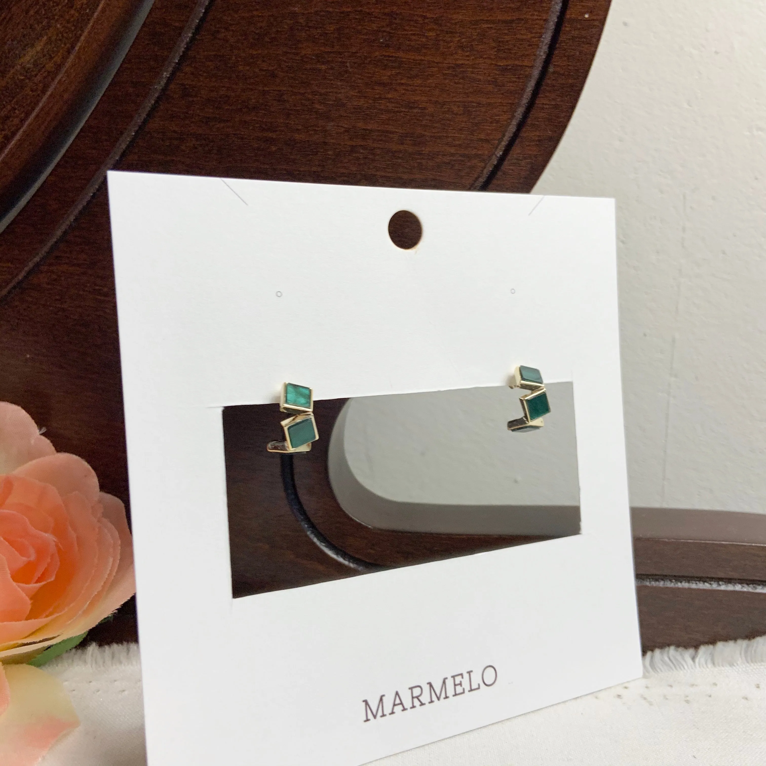 Colorful Mother Of Pearl Small Hoop Earrings