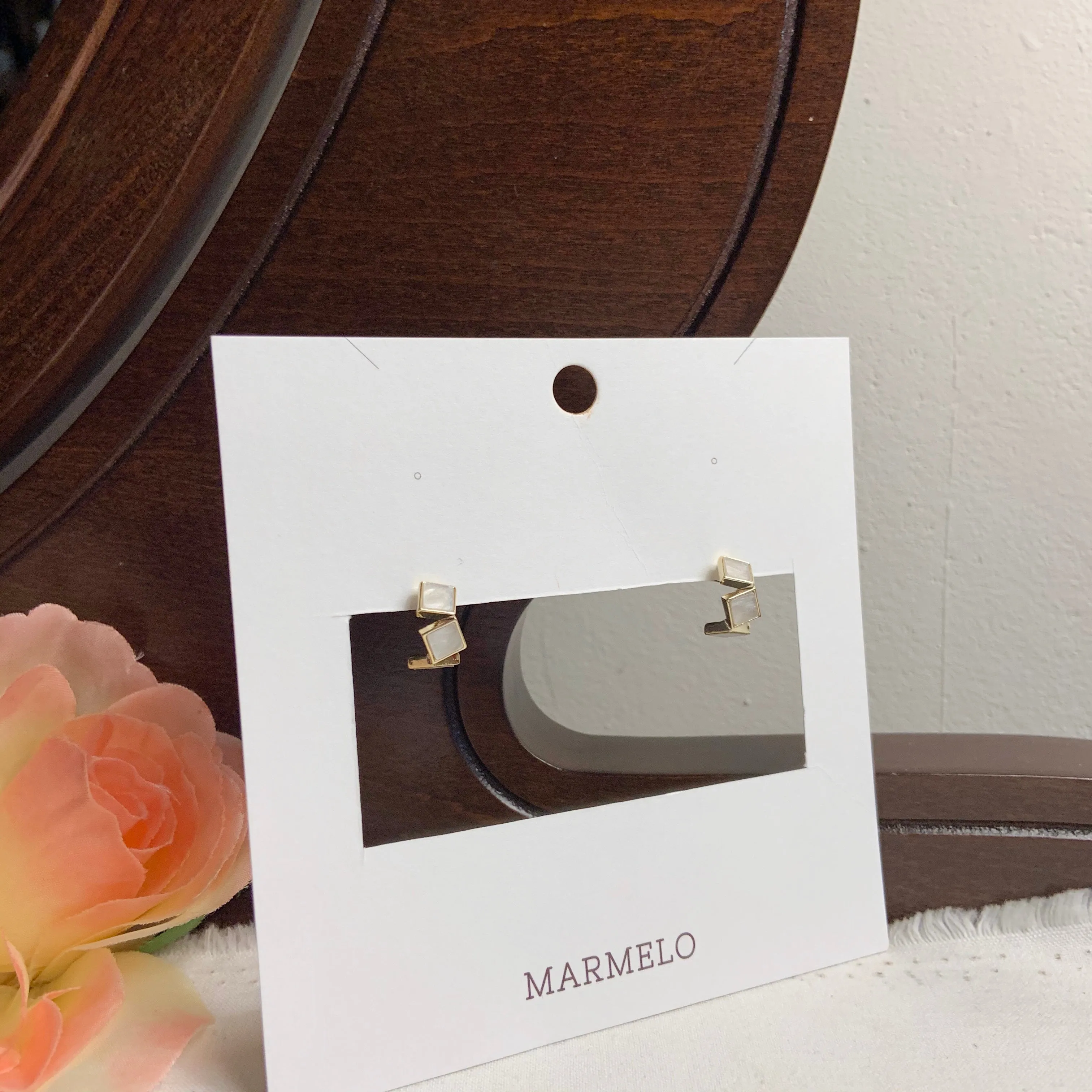 Colorful Mother Of Pearl Small Hoop Earrings