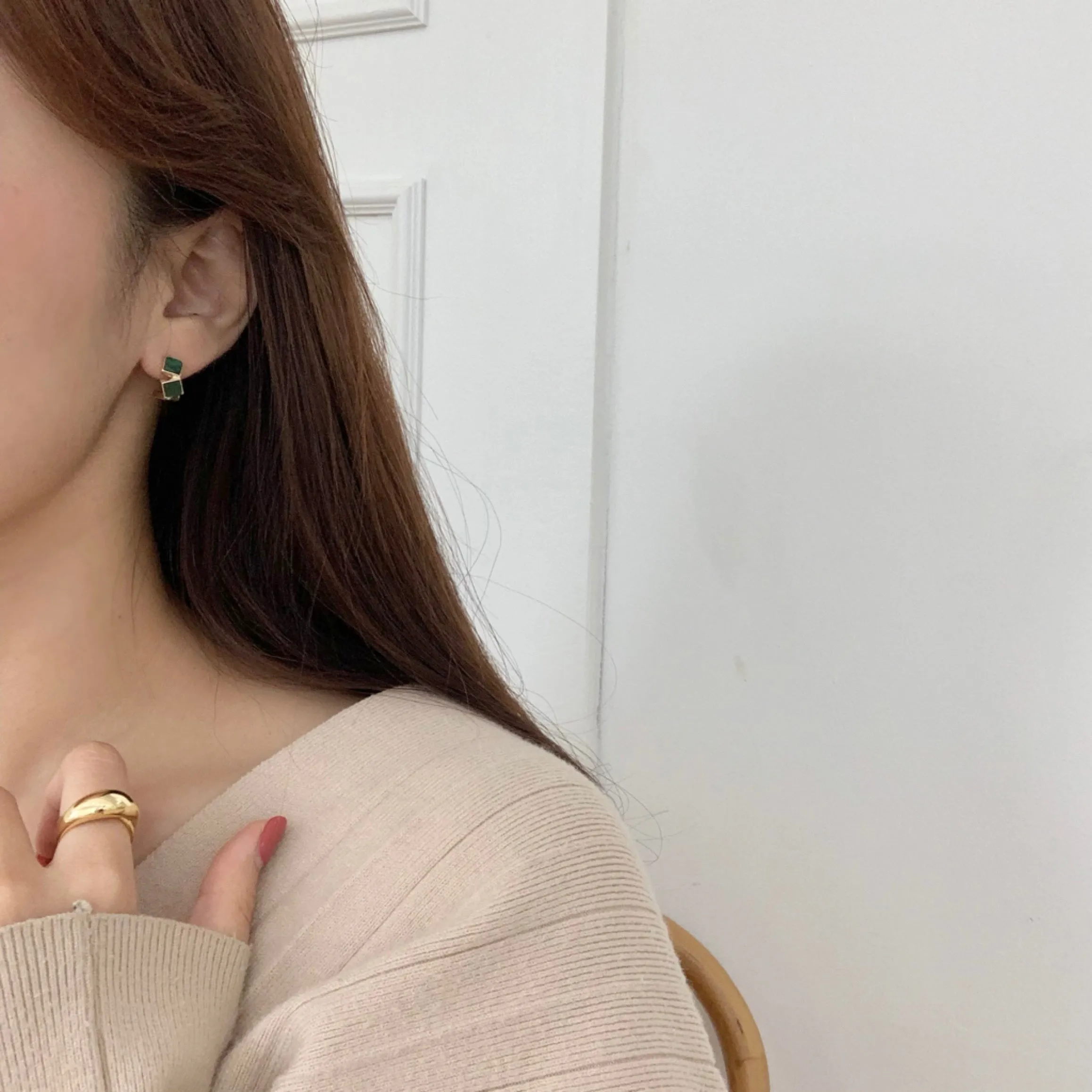 Colorful Mother Of Pearl Small Hoop Earrings