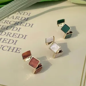 Colorful Mother Of Pearl Small Hoop Earrings