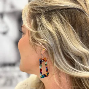 Colors of the Rainbow Rectangle Earrings (GOLD OR SILVER EAR HOOKS)