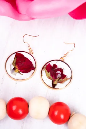 Coming Up Roses Pressed Flower Earrings