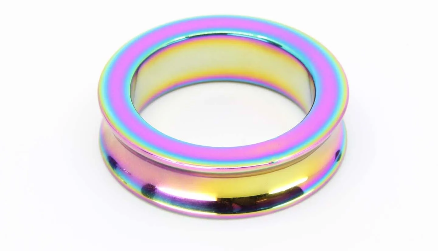 Concave Rainbow Stainless Steel Cock Ring 50mm