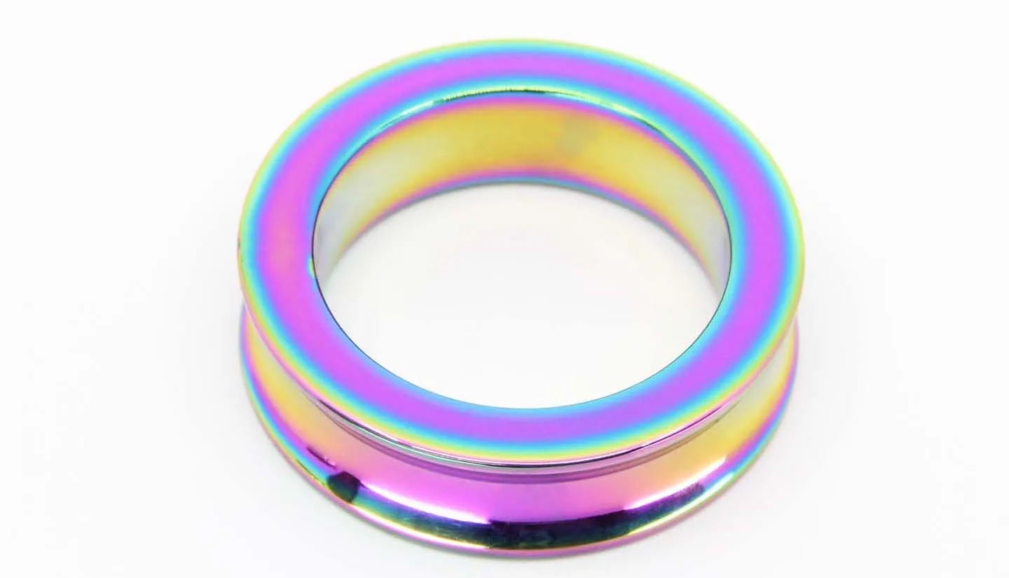 Concave Rainbow Stainless Steel Cock Ring 50mm