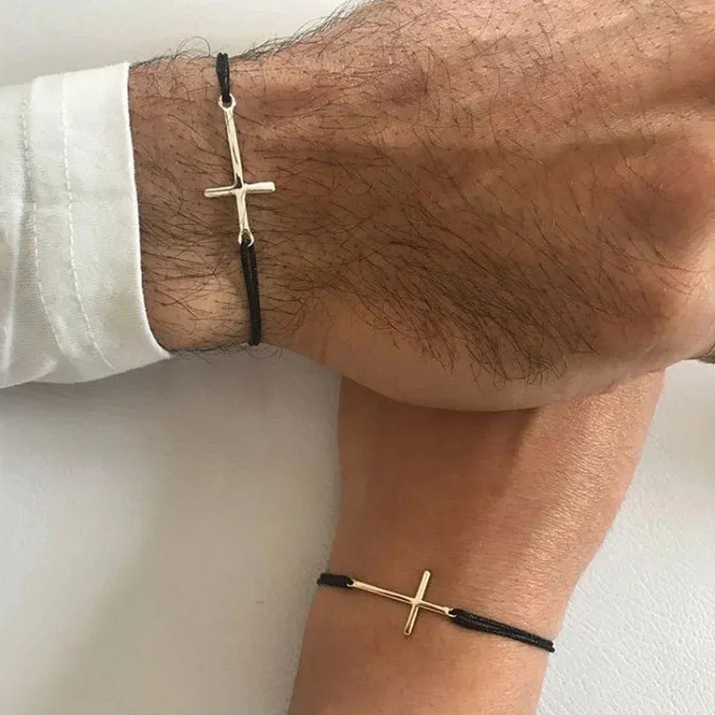 Couples Minimal Cross Bracelets