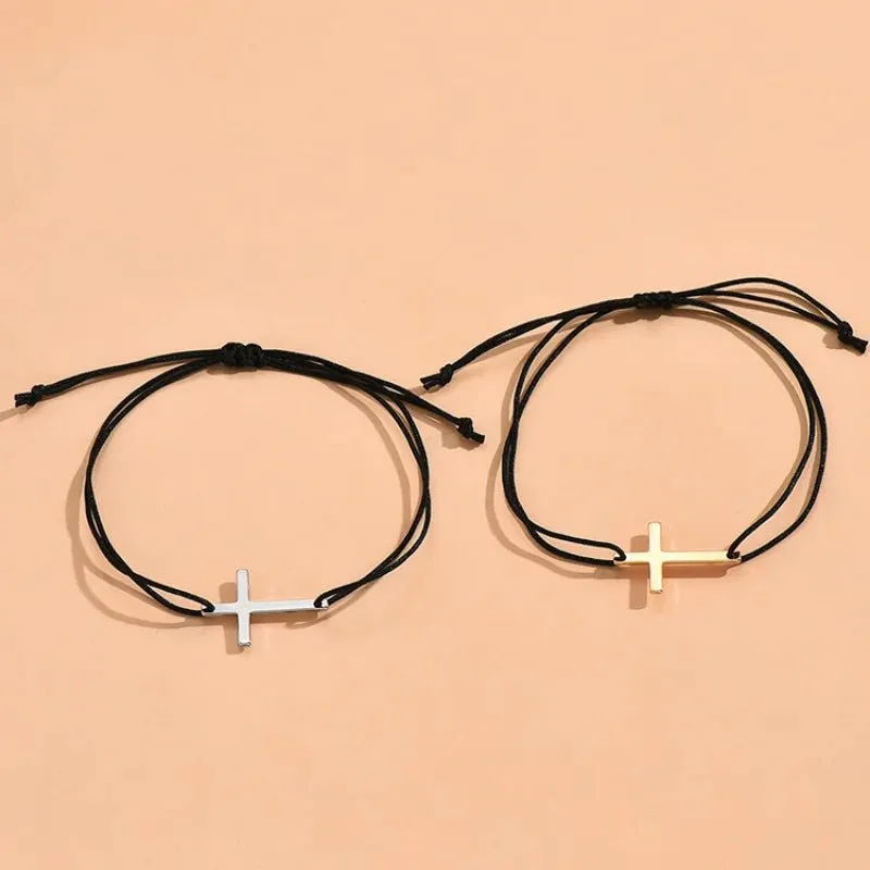 Couples Minimal Cross Bracelets