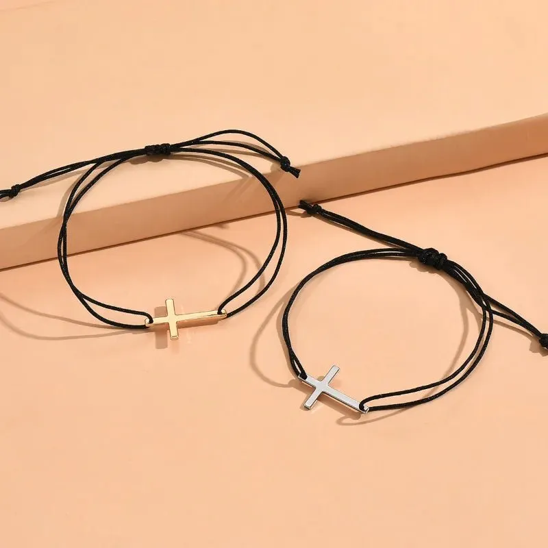 Couples Minimal Cross Bracelets