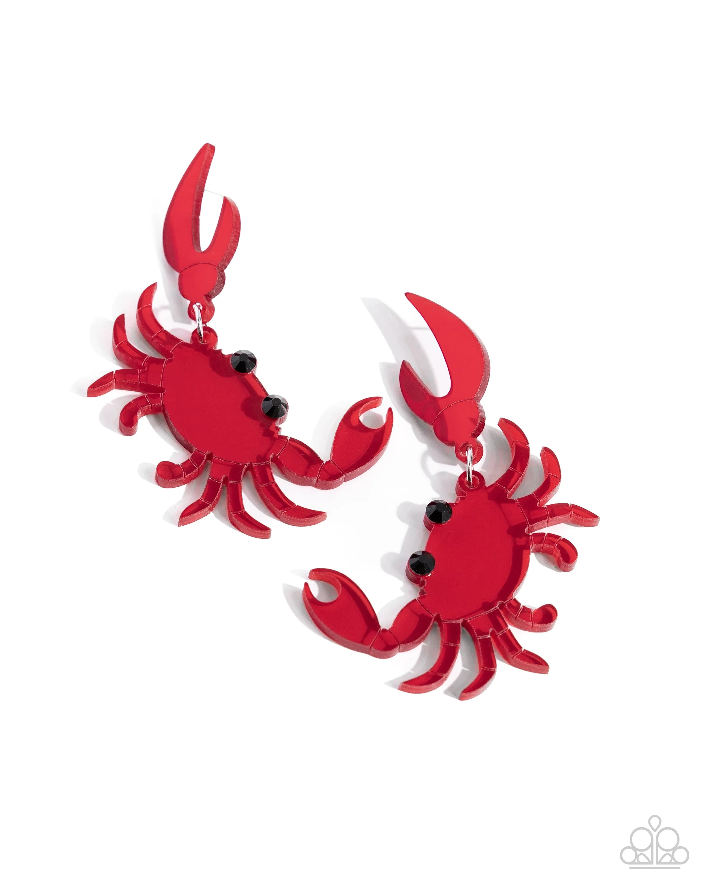 Crab Couture - Red - Acrylic Paparazzi Post Earrings