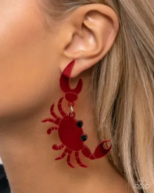 Crab Couture - Red - Acrylic Paparazzi Post Earrings