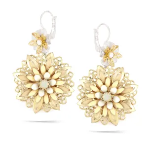 CREAM ENAMEL FLOWER DROP EARRINGS #233BG3301 (1E13)