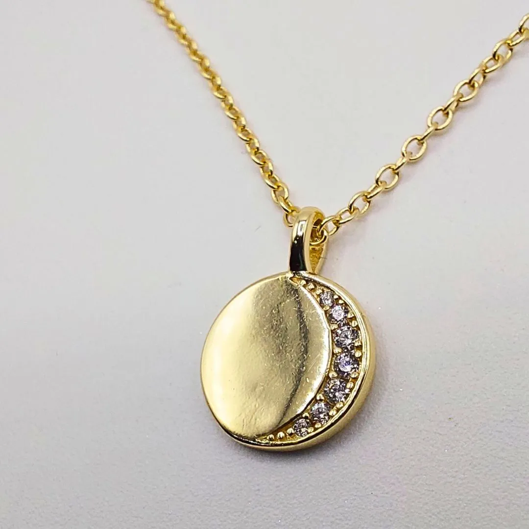 Crescent Coin Necklace - Gold Plated