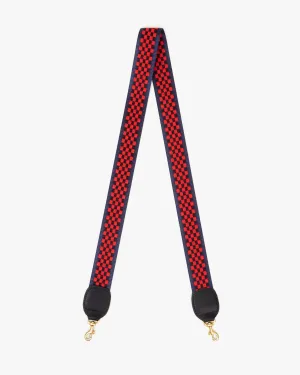 Crossbody Strap - Navy & Red Checker