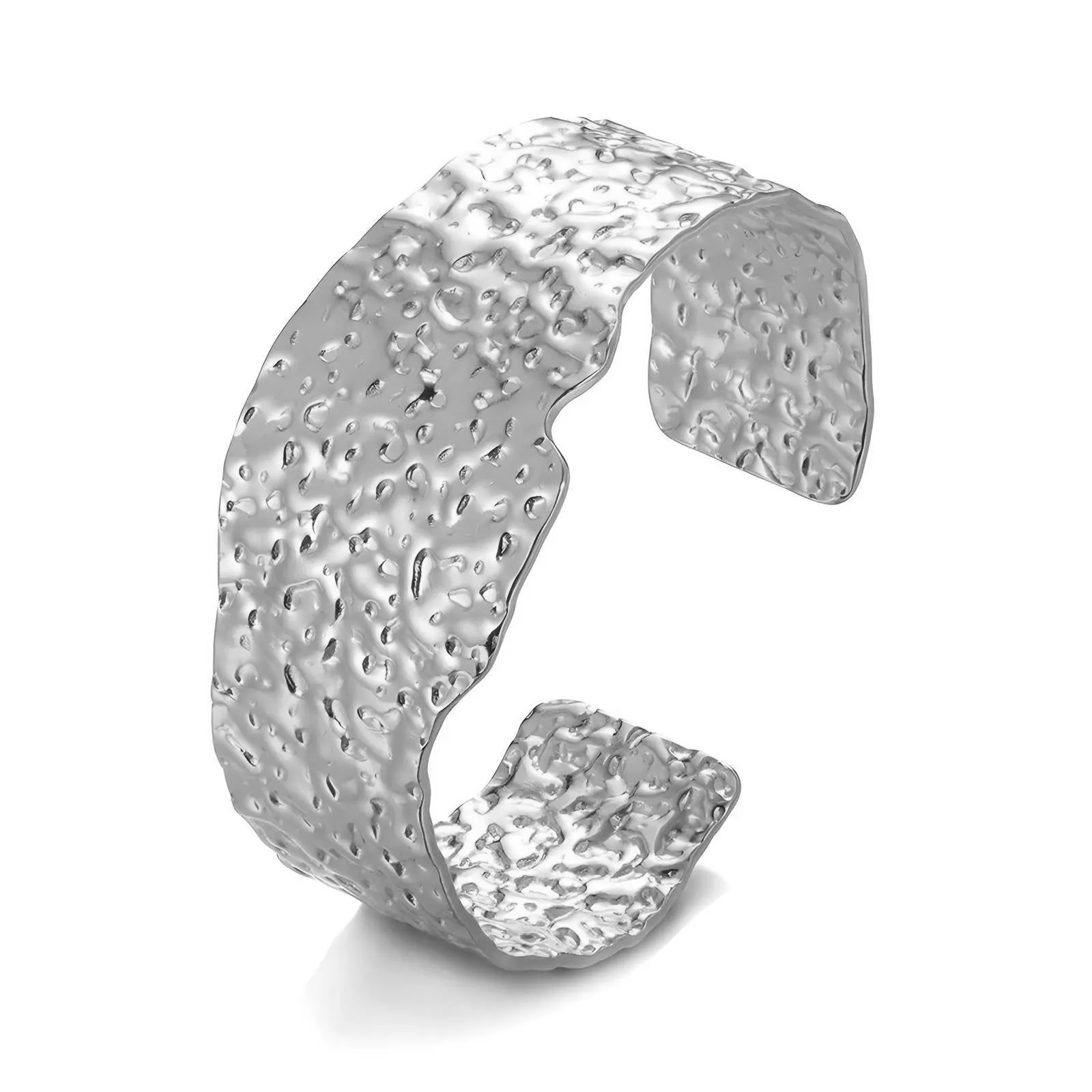 Crushed-Metal Statement Cuff – Stainless Steel