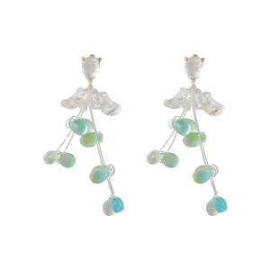 Crystal & Resin 18K Gold-Plated Tassel Abstract Dangle Earrings
