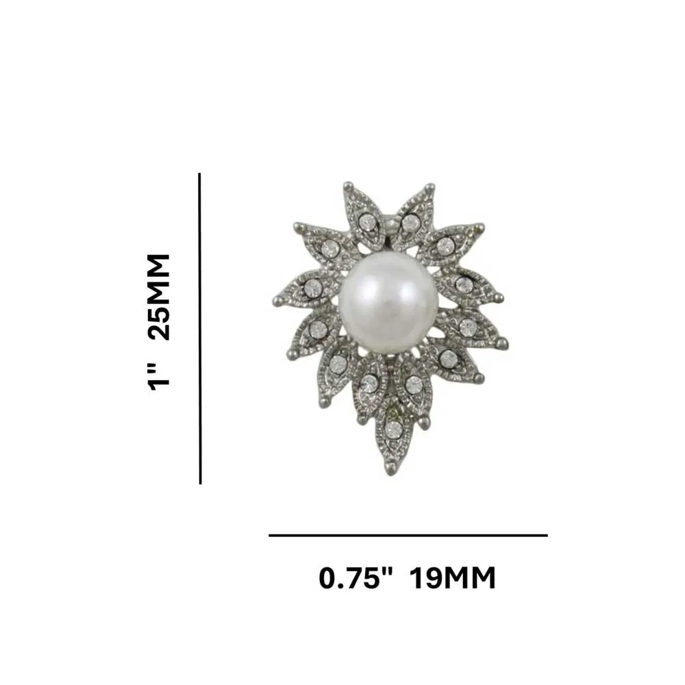 Crystal Sunburst with White Pearl Pierced Earring - PRE904