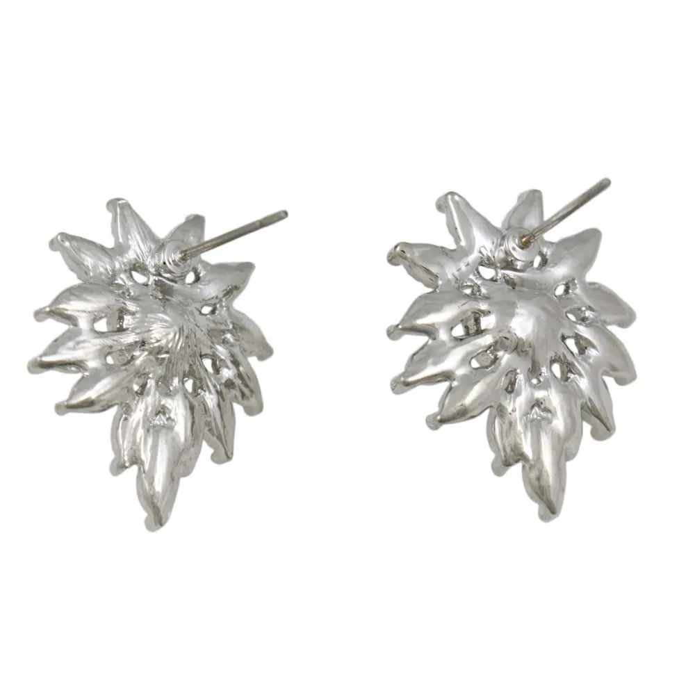 Crystal Sunburst with White Pearl Pierced Earring - PRE904