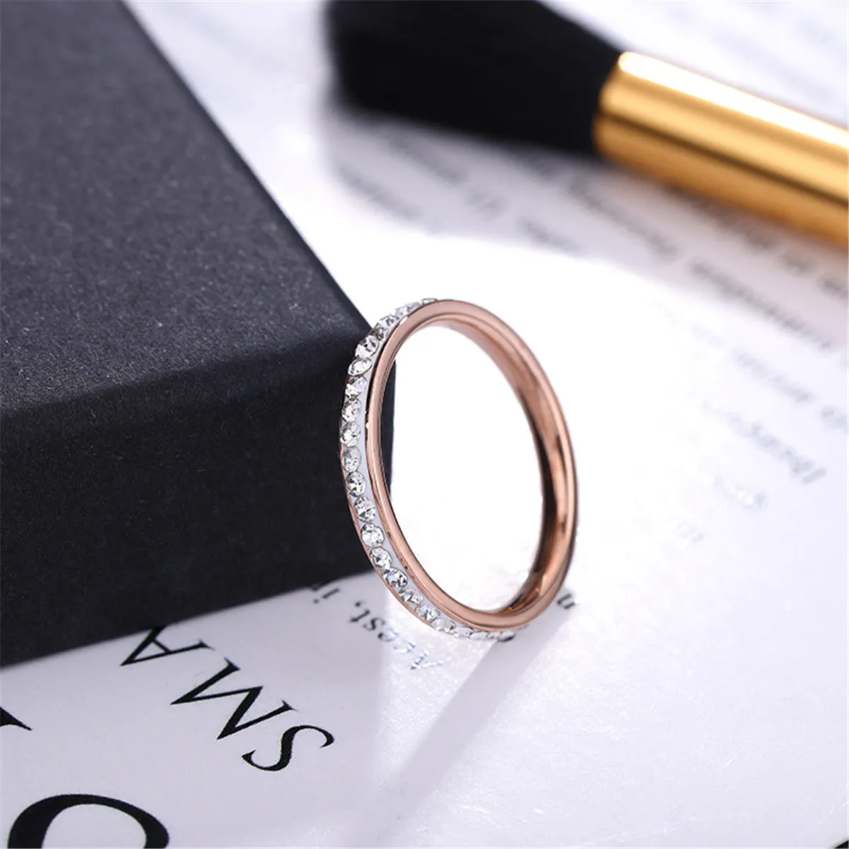 Cubic Zirconia & 18K Rose Gold-Plated Band