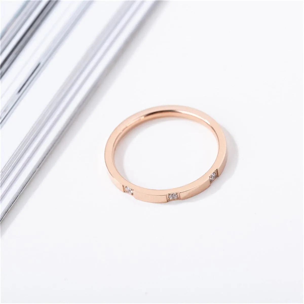 Cubic Zirconia & 18K Rose Gold-Plated Band
