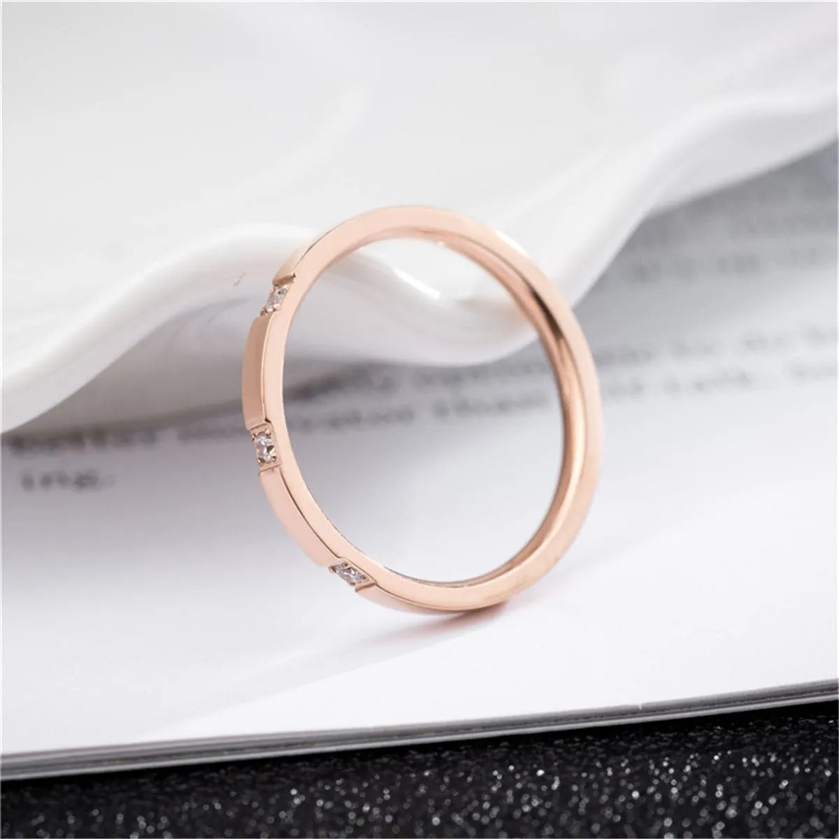 Cubic Zirconia & 18K Rose Gold-Plated Band