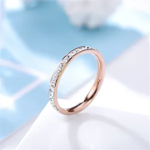 Cubic Zirconia & 18K Rose Gold-Plated Band
