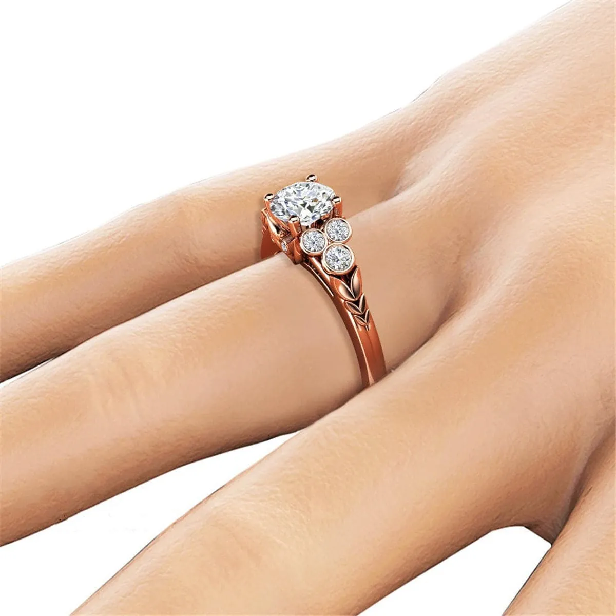 Cubic Zirconia & 18K Rose Gold-Plated Flower Ring