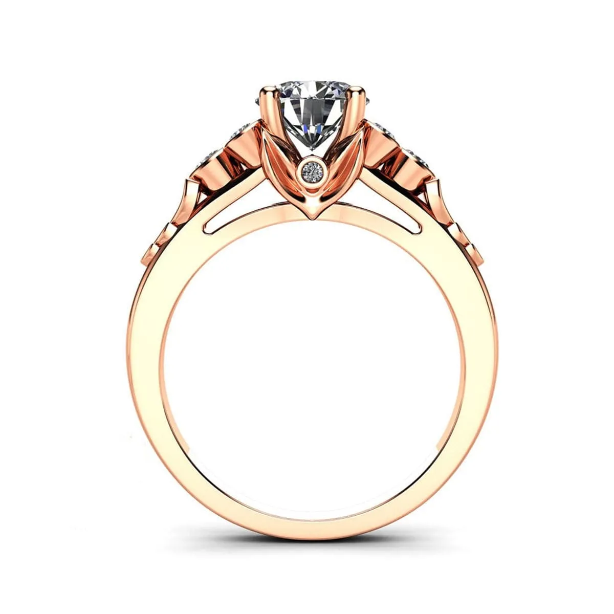 Cubic Zirconia & 18K Rose Gold-Plated Flower Ring