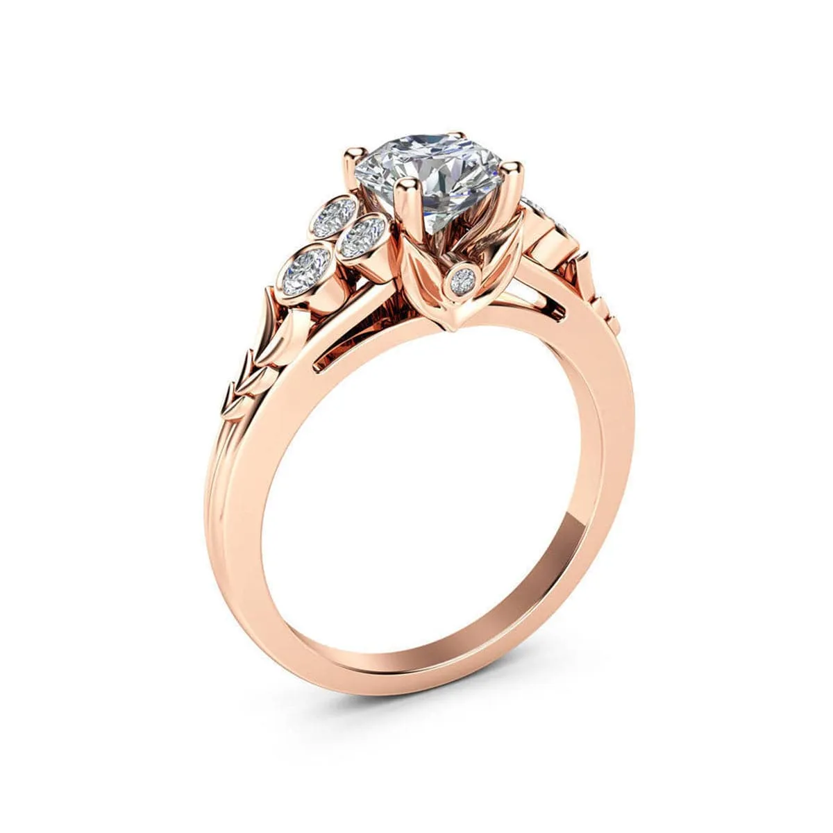 Cubic Zirconia & 18K Rose Gold-Plated Flower Ring