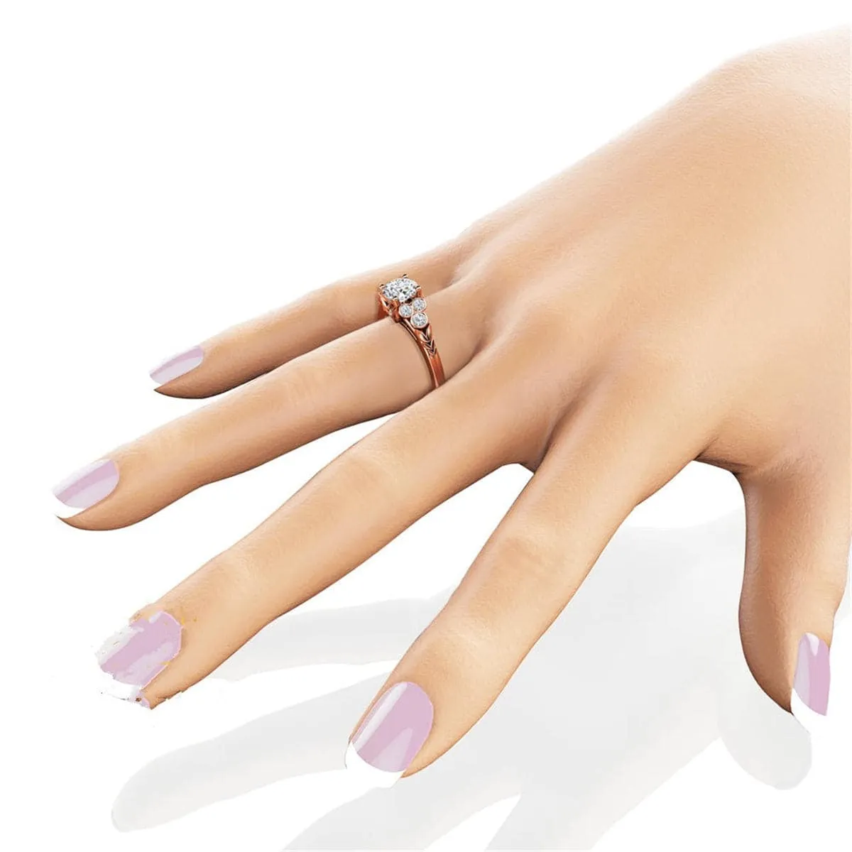 Cubic Zirconia & 18K Rose Gold-Plated Flower Ring