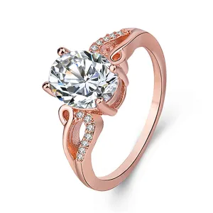 Cubic Zirconia & 18K Rose Gold-Plated Oval Ring