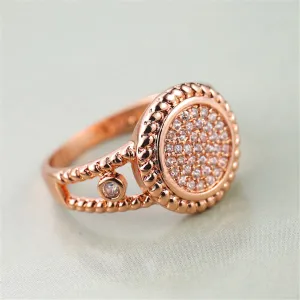 Cubic Zirconia & 18K Rose Gold-Plated Pavé Ring