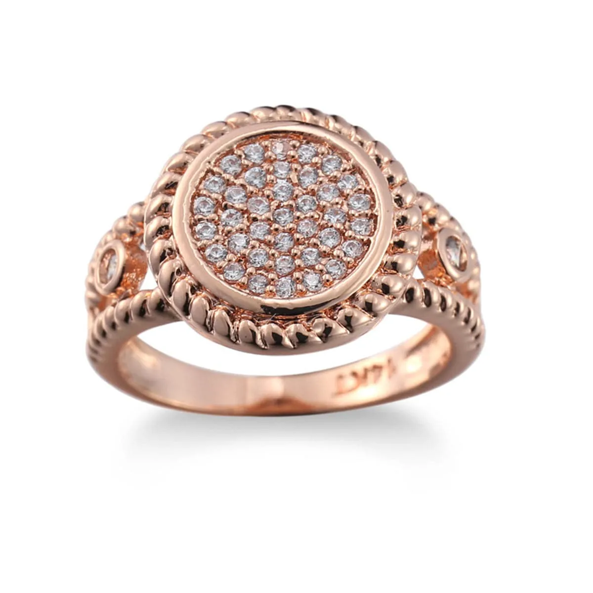 Cubic Zirconia & 18K Rose Gold-Plated Pavé Ring