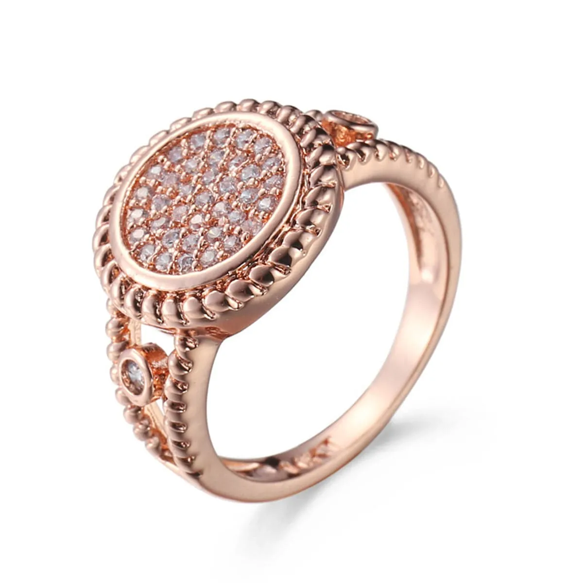 Cubic Zirconia & 18K Rose Gold-Plated Pavé Ring