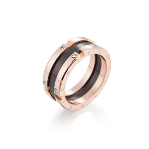 Cubic Zirconia & 18K Rose Gold-Plated Roman Numeral Band