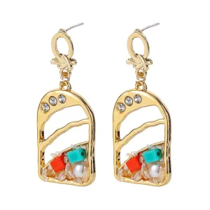 Cubic Zirconia & Pearl 18K Gold-Plated Drop Earrings
