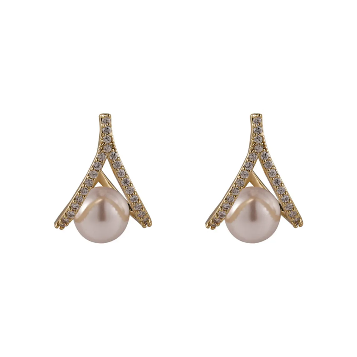 Cubic Zirconia & Pearl Drop Stud Earrings