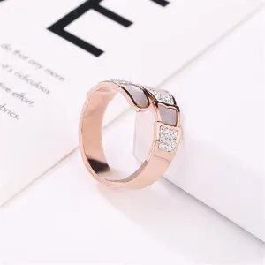 Cubic Zirconia & Shell Pangolin Scale Bypass Ring