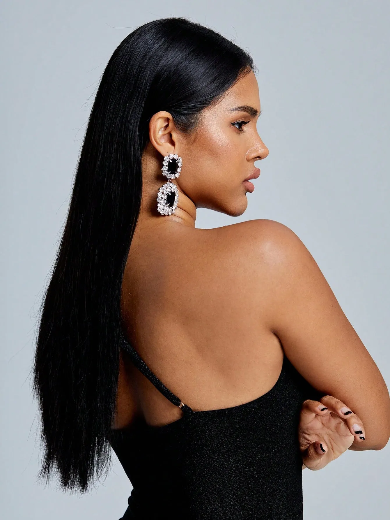 Cubic Zirconia Geometric Drop Earrings -  Multicolor