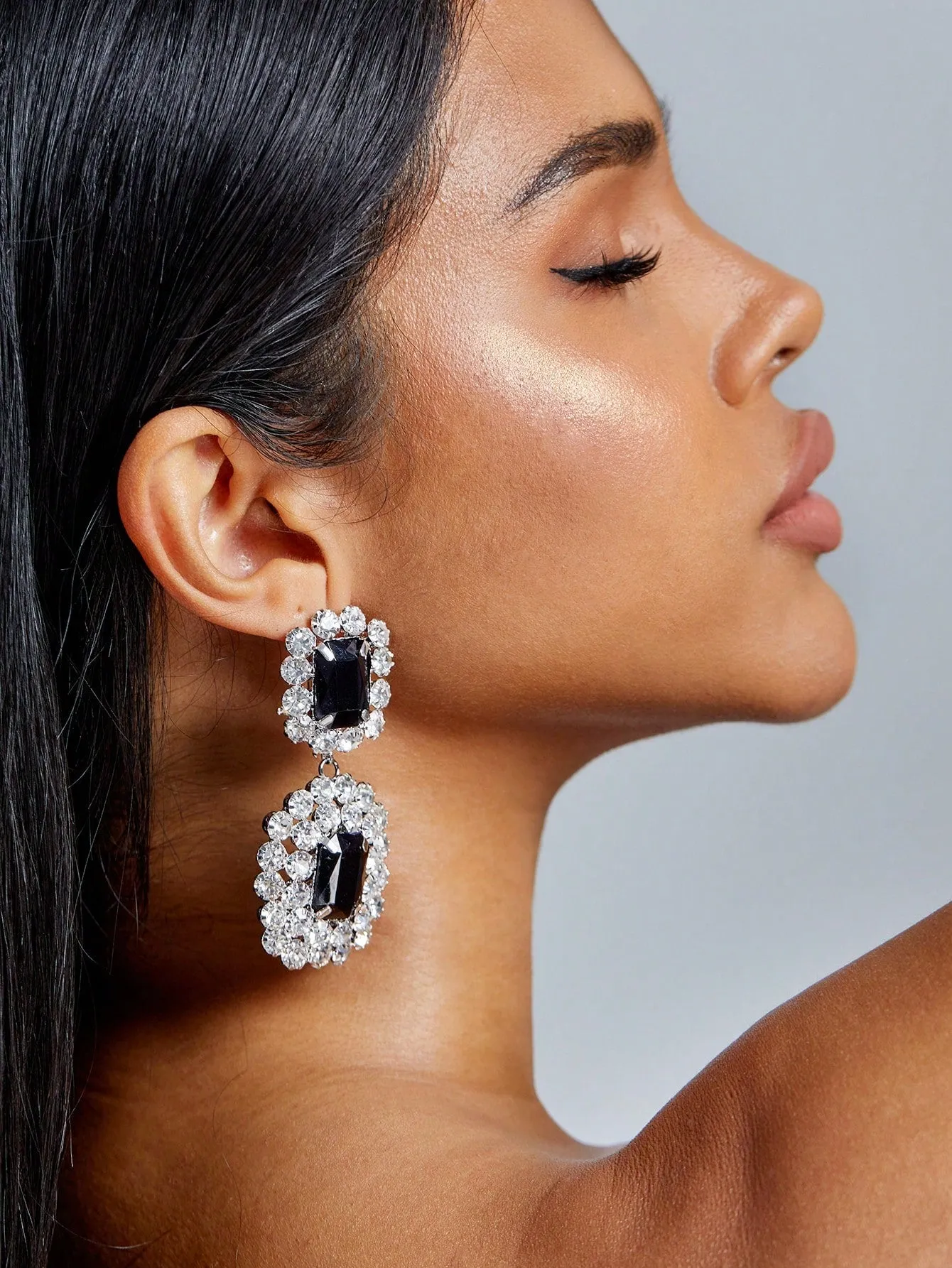 Cubic Zirconia Geometric Drop Earrings -  Multicolor