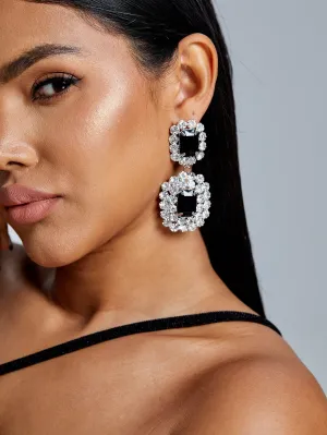 Cubic Zirconia Geometric Drop Earrings -  Multicolor