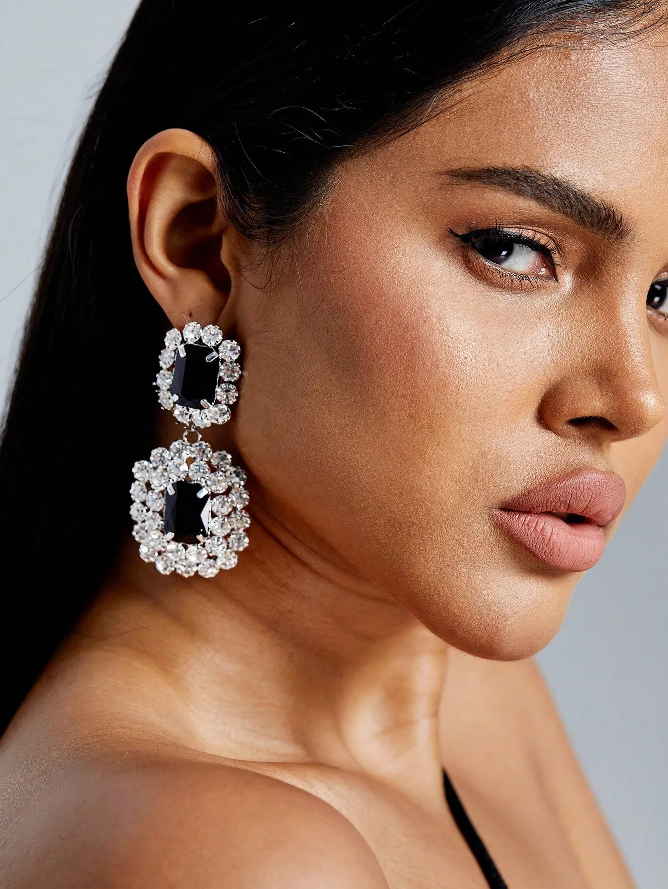 Cubic Zirconia Geometric Drop Earrings -  Multicolor