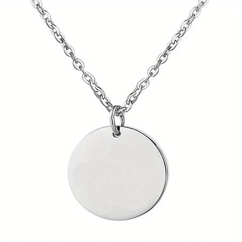 Custom Engraved Name Date Round Coin Stainless Steel ID Tag