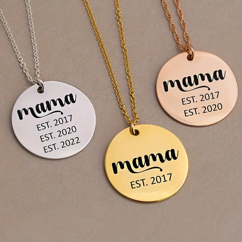 Custom Engraved Name Date Round Coin Stainless Steel ID Tag