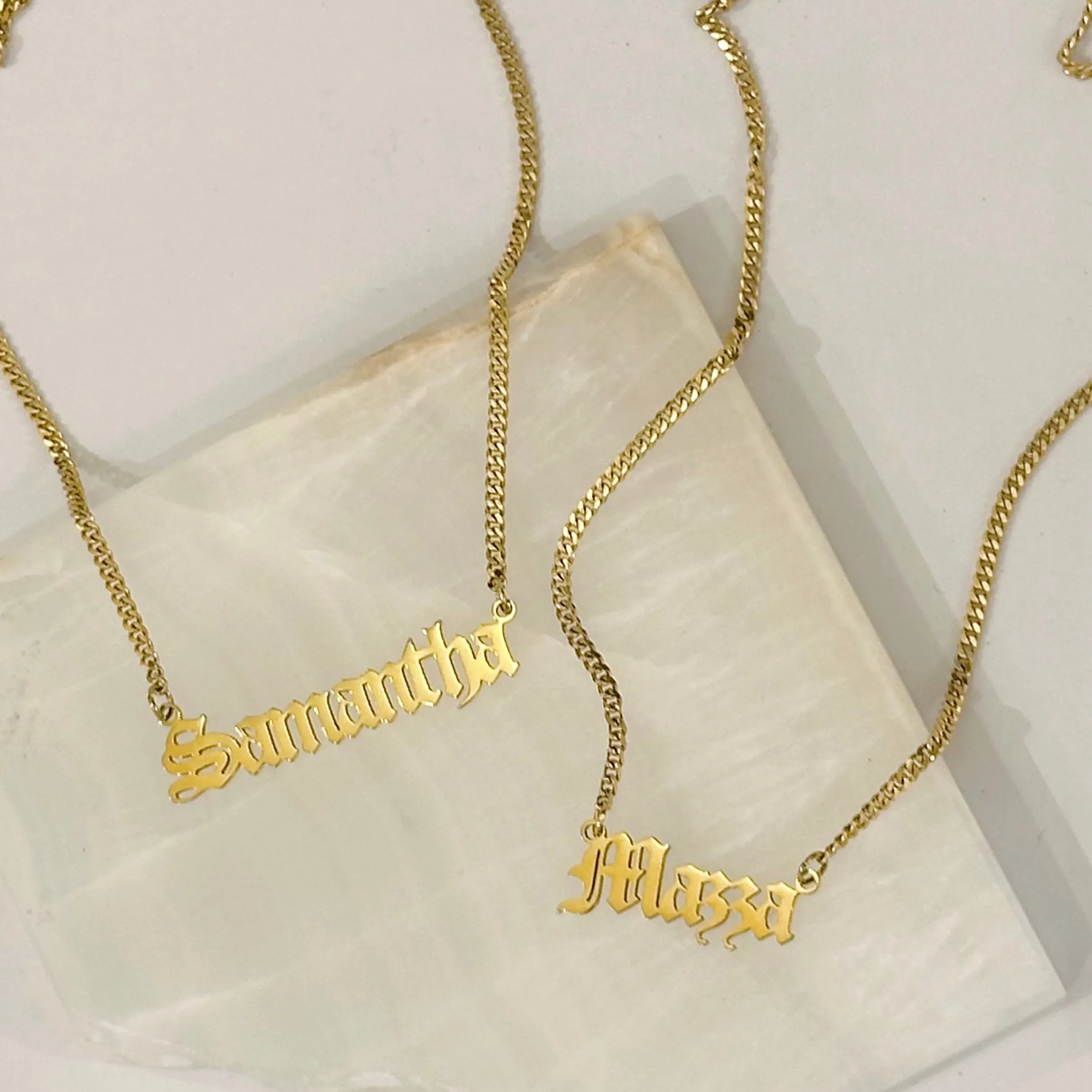 CUSTOM OLD ENGLISH NAMEPLATE necklace